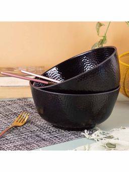 Voncasa - Bowl 7.5 Hammered Set of 2 (Black)