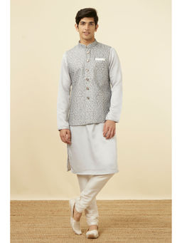Manyavar - Grey Blended Cotton Self Design Jacket
