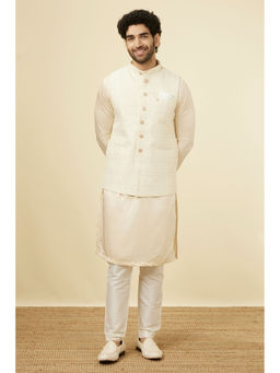 Manyavar - Cream Art Silk Self Design Jacket