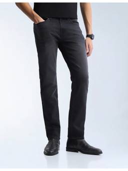 Flying Machine - Black Freddie Slim Straight Fit Whiskered Jeans