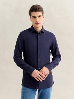 GANT - Men Navy Blue Slim Fit Solid Shirt
