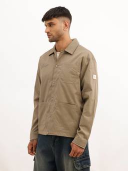 WROGN - Khaki Classic Placement Printed Jacket