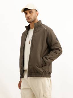 WROGN - Green Solid Regular Fit Zipper Puffer Jacket