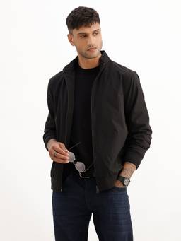 WROGN - Black Solid Regular Fit Zipper Jacket