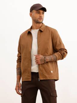 WROGN - Brown Solid Regular Fit Zipper Jacket