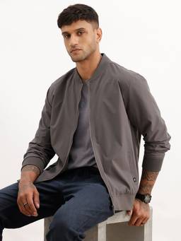 WROGN - Grey Solid Regular Fit Zipper Jacket
