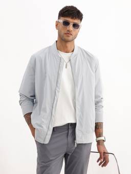 WROGN - Grey Solid Regular Fit Zipper Jacket