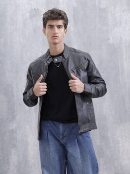 WROGN - Black Men's Casual Biker Jacket