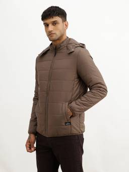 WROGN - Brown Solid Regular Fit Puffer Jacket