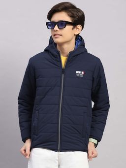 Monte Carlo - Boys Navy Blue Polyester Blend Solid/Plain Jacket