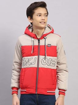 Monte Carlo - Boys Red Polyester Blend Colorblock Jacket