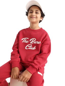 RARE ONES - Boys Red Cotton Blend Typography Sweatshirt