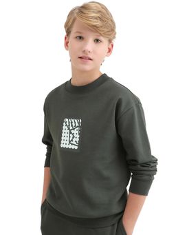 RARE ONES - Boys Olive Cotton Blend Printed Sweatshirt