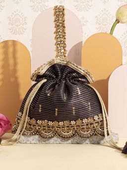 AMYRA - Tari Silk Potli - Black