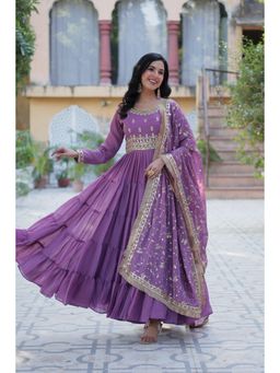Wedani - Purple Embroidered Regular Anarkali Kurta Pant with Dupatta
