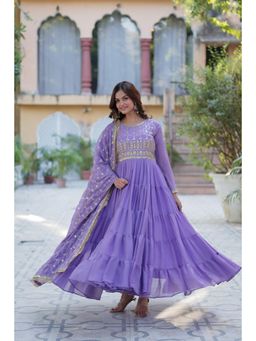 Wedani - Purple Embroidered Regular Anarkali Kurta Pant with Dupatta