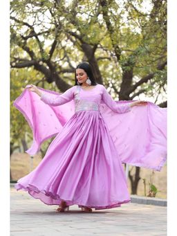 Wedani - Purple Embroidered Regular Anarkali Kurta Pant with Dupatta