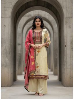 PIRRA DESIGN - Yellow Floral Regular Kurta Pant with Dupatta