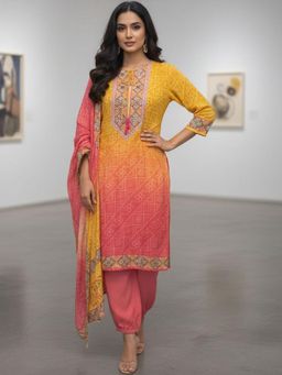 PIRRA DESIGN - Pink Printed Regular Kurta Pant with Dupatta