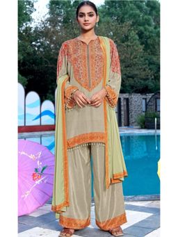 PIRRA DESIGN - Green Floral Regular Kurti Palazzo with Dupatta
