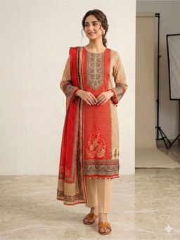 PIRRA DESIGN - Beige Embroidered Regular Kurta Pant with Dupatta
