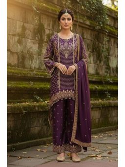 PIRRA DESIGN - Purple Paisley Regular Kurta Pant with Dupatta