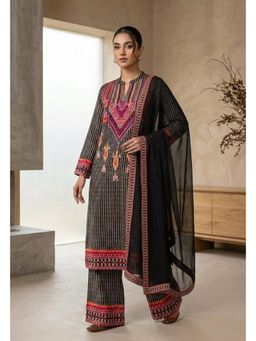 PIRRA DESIGN - Black Striped Regular Kurta Pant with Dupatta