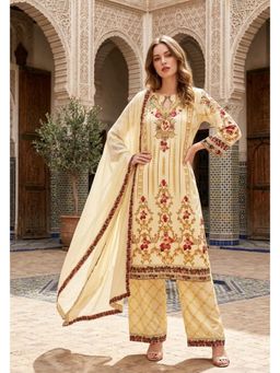 PIRRA DESIGN - Beige Floral Regular Kurta Pant with Dupatta