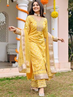 Lavanya The Label - Yellow Embroidered Comfortable Kurta Pant with Dupatta