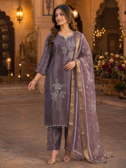 BERRYLICIOUS - Lavender Embroidered Regular Kurta Pant with Dupatta