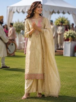 BERRYLICIOUS - Beige Embroidered Regular Kurta Pant with Dupatta