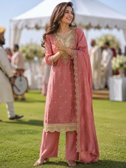BERRYLICIOUS - Pink Embroidered Regular Kurta Pant with Dupatta