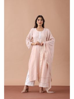 Fibre world - Nude Embroidered Regular Kurta Pant with Dupatta