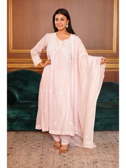 Fibre world - Pink Embroidered Regular Kurta Pant with Dupatta