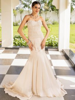 Lavanya The Label - Ivory Embroidered Relaxed Top & Lehenga