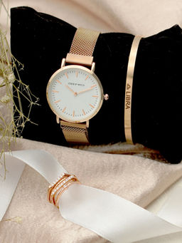 Joker and Witch - Joker & Witch White Stainless Steel Watch and Bracelet With Ring (Set of 3)