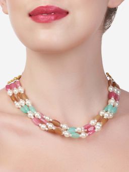 Zaveri Pearls - Multicolor Multistrand Beaded Contemporary Choker Necklace-ZPFK13622