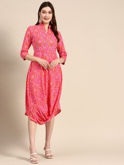 Mabish By Sonal Jain - Pink Front Cowl Midi Dress