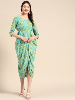 Mabish By Sonal Jain - Turquoise Overlap Midi Dress