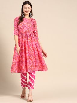 Mabish By Sonal Jain - Pink Angarkha Style Kurta with Pant (Set of 2)