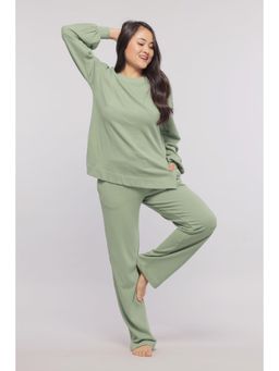 NeceSera - Mint Green Terry Travel T-Shirt and Pyjama (Set of 2)