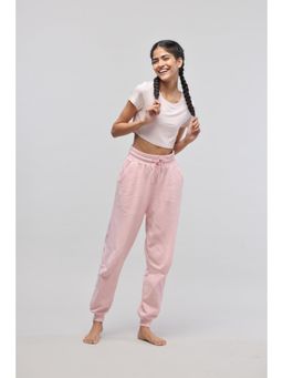NeceSera - Pink Terry with Regular Light Pink Crop Top with joggers (Set of 2)