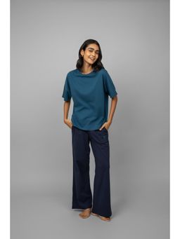 NeceSera - Teal Top with Navy Logo T-Shirt and Pyjama (Set of 2)