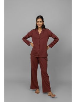 NeceSera - Ruby Button Down Piping Shirt with Pyjama (Set of 2)