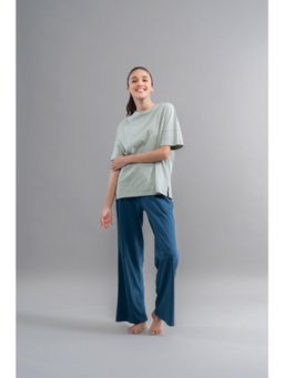 NeceSera - Sage Teal Cotton Lounge T-Shirt and Pyjama (Set of 2)