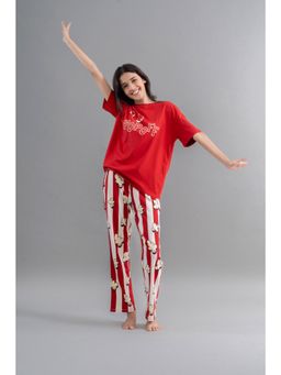 NeceSera - Movie Night Red Straight T-Shirt and Pyjama (Set of 2)