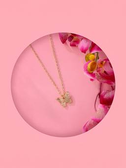Accessorize London - Womens Gold Textured Butterfly Pendant Necklace