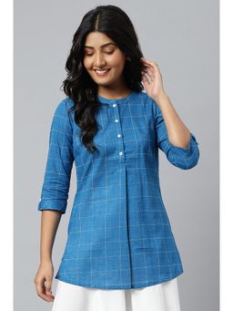 Aurelia - Blue Mandarin Collar Kurti