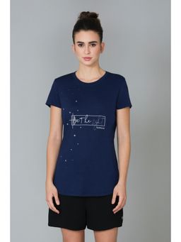 Van Heusen Woman Lingerie and Athleisure - Van Heusen Women Round Neck & Short Sleeve Lounge T-Shirt - Navy