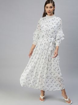 SHOWOFF - Women Floral White Fit and Flare Dress